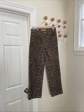 Levi's - Leopard Print Ribcage Straight Leg Pants - Brown Black 27